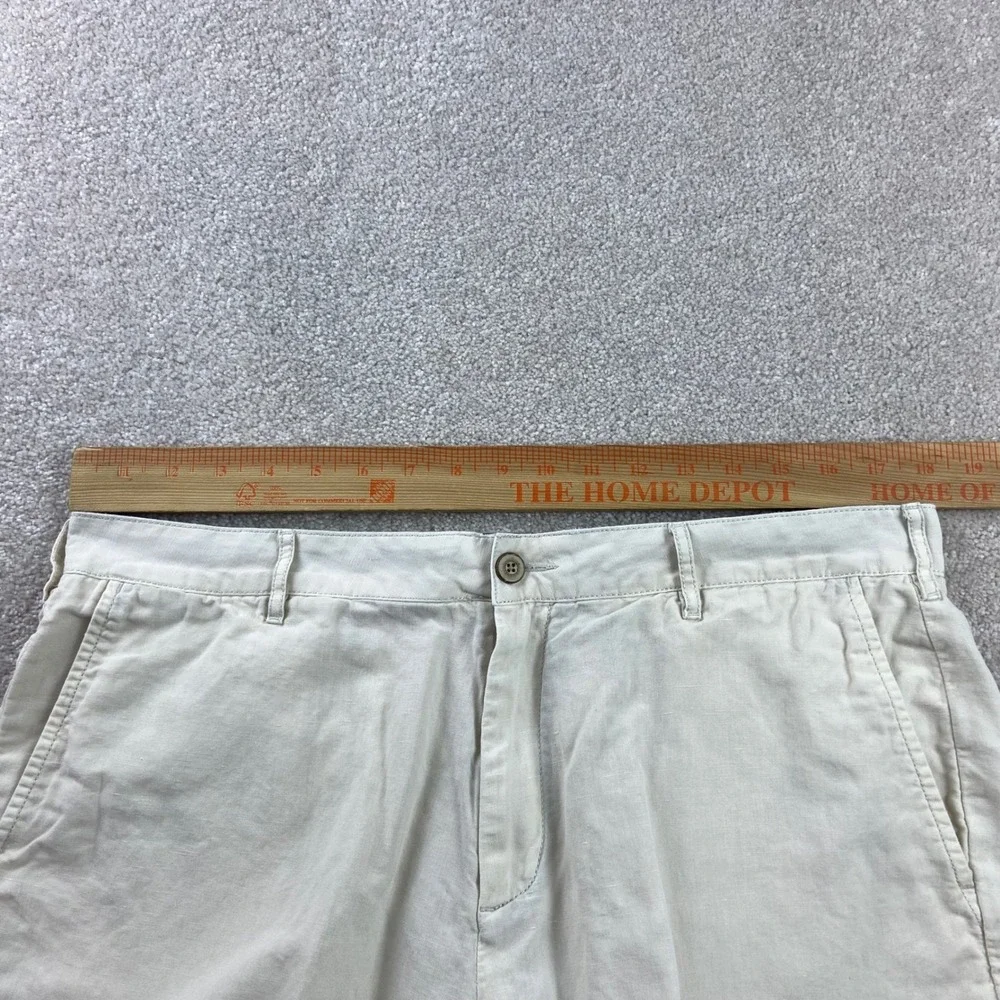 Faherty Shorts Mens 35(Fits 36) Beige Linen Blend Flat Front Casual Summer Beach